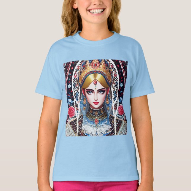 T-shirt Femme portant une coiffure en or orange (Devant)