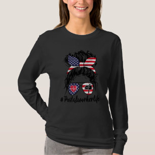 T-shirt Femme Postal Worker Life 4 juillet Drapeau América