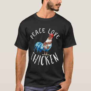 T-shirt femme poulet paix amour poule folle poulet