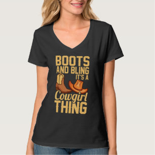 T-shirt Femme Pour Filles Cool Rodéo Boots Bling