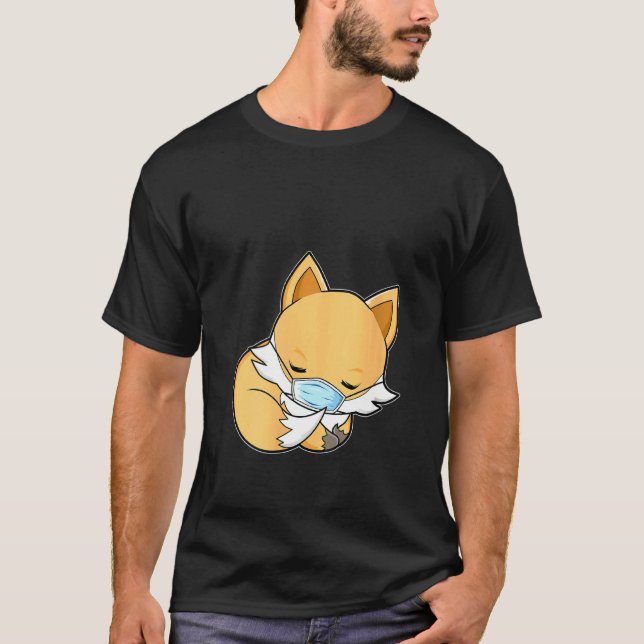 T-shirt Femme Quarantaine Fox Sleeping Visage Masque Fox (Devant)