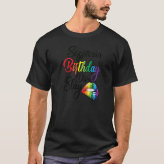 T-shirt Femme Rainbow Lip Print Sagittarius Girl Birthday