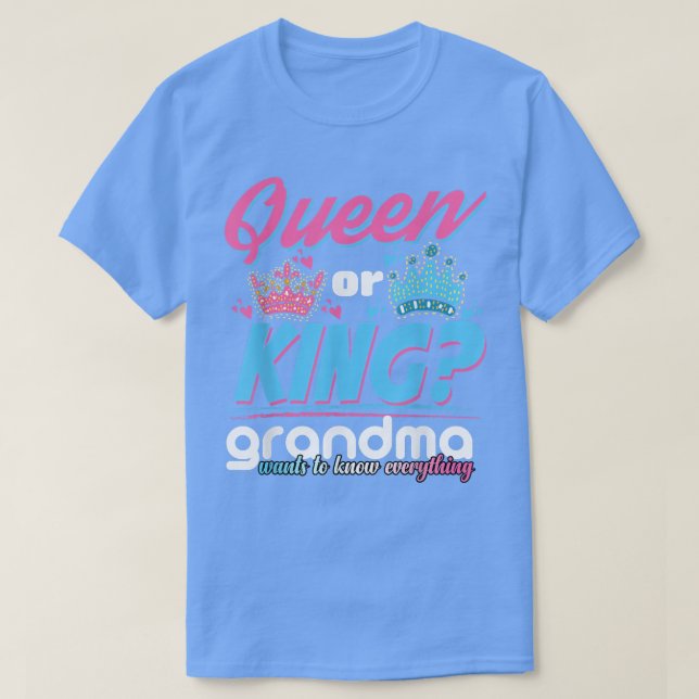 T-shirt Femme Reine King Grand-mère Genre Révéler rose ou  (Design devant)