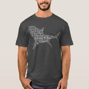 T-shirt Femme Requin s, Espèce de requin Mot Nuage VNeck