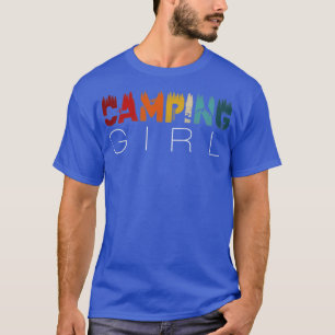 T-shirt Femme Rétro Main Levée Camping Girl Extérieur Amus
