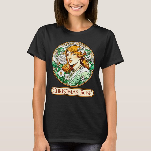 T-shirt Femme Rose de Noël Art Nouveau (Devant)