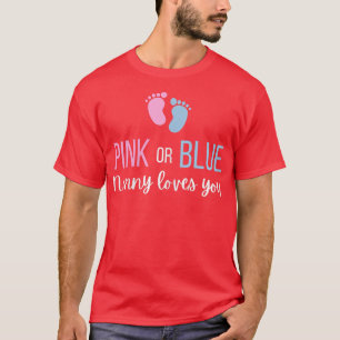 T-shirt Femme Rose Ou Bleu Bébé Genre Révéler Parti Nounou