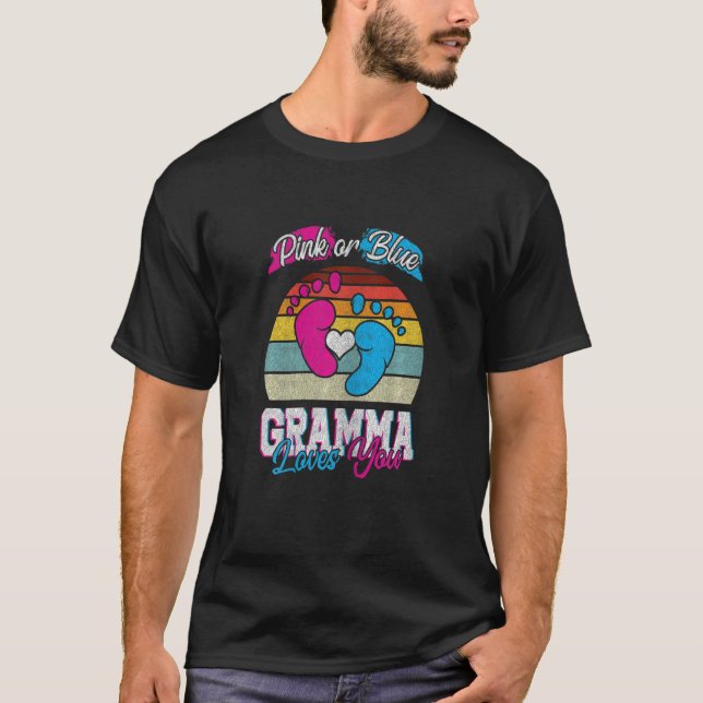 T-shirt Femme Rose Ou Bleu Gramma Vous Aime Révéler Le Sex (Devant)