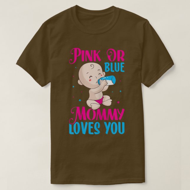 T-shirt Femme Rose ou Bleu Maman t'aime - Maman à être (Design devant)