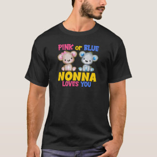 T-shirt Femme Rose Ou Bleu Nonna Vous Aime Baby shower Ge