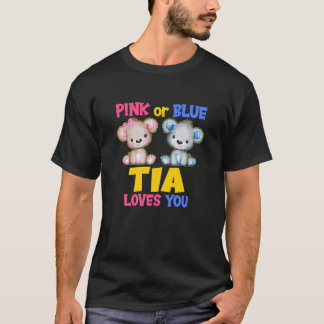 T-shirt Femme Rose Ou Bleu Tia Vous Aime Baby shower Gend