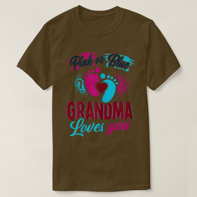 T-shirt Femme Rose Ou Bleue Grand-Mère Nana Aime Bébé Genr (Design devant)