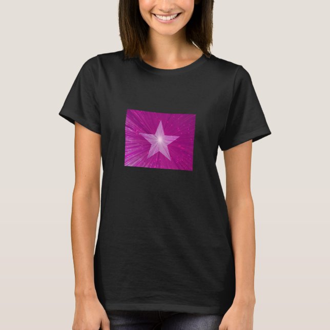 T-shirt femme rose Star noir (Devant)