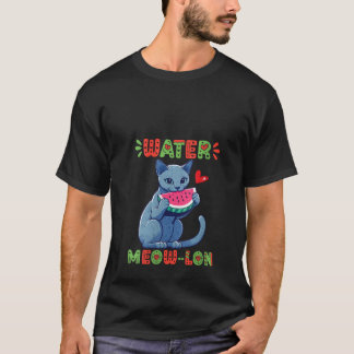 T-shirt Femme Russe Blue Chat Manger Watermelon Été V