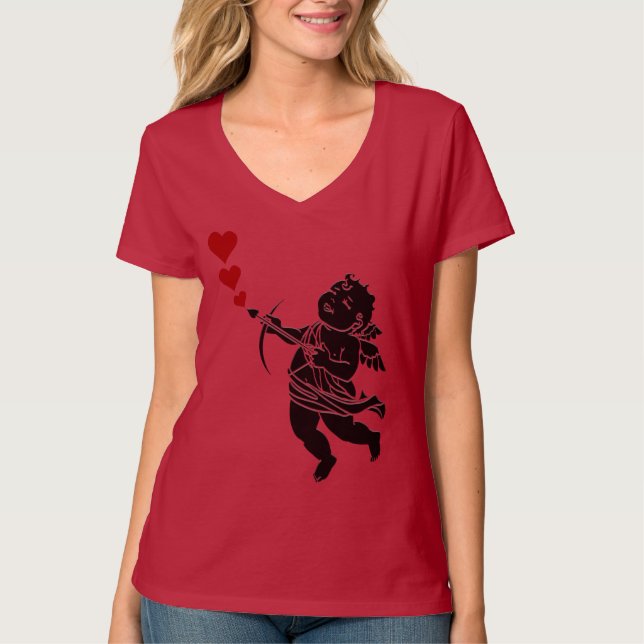 T-shirt femme Saint Valentin Cupid chemise sur mes (Devant)