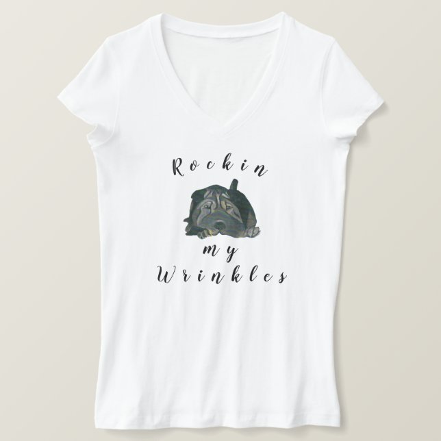 T-shirt femme Shar Pei Chien V-Neck (Design devant)