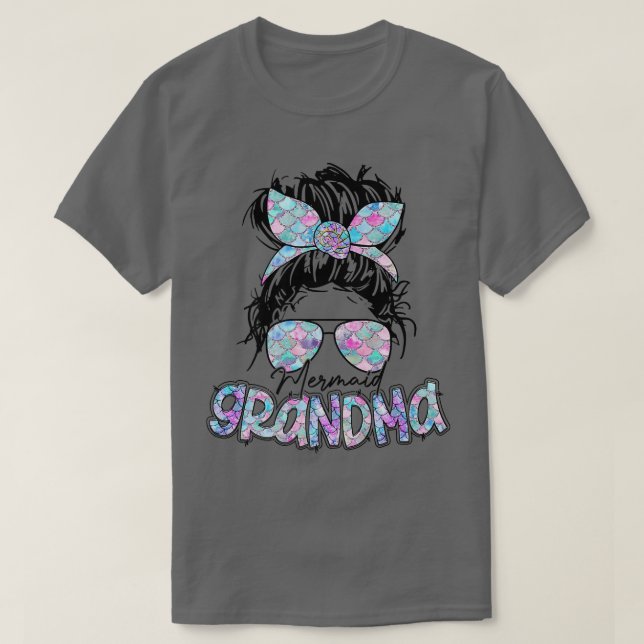 T-shirt Femme Sirène grand-mère Messy Bun Lunettes de sole (Design devant)