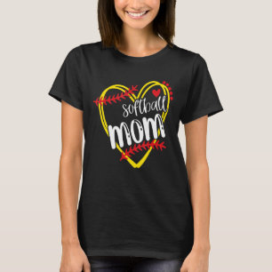 T-shirt Femme Softball Maman Mama Softball Softball Coeur