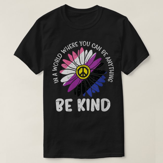 T-shirt Femme Soyez gentil Genderfluid Daisy Paix Hippie F (Design devant)