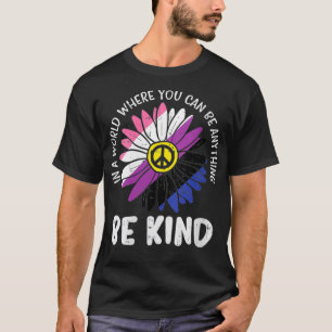 T-shirt Femme Soyez gentil Genderfluid Daisy Paix Hippie F