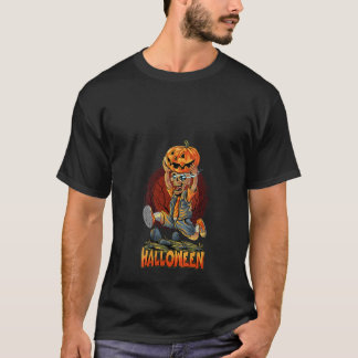 T-shirt Femme Squelette Citrouille Zombie Apocalypse Hallo