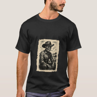 T-shirt Femme Squelette Cowboy Fumer Goth Grunge Dark We