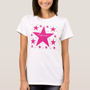 T-shirt femme super star, rose