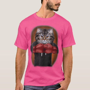 T-shirt Femme Tabby Cat En Champion De Boxer Glove