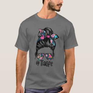 T-shirt Femme Tia Life Messagerie Cheveux Bun Floral Femme