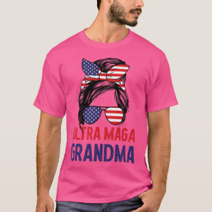 T-shirt Femme Ultra Maga Grand-mère Patriotic Messy Bun