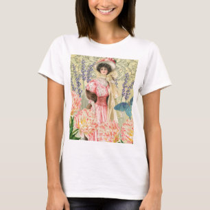 T-shirt Femme victorienne florale rose Régence