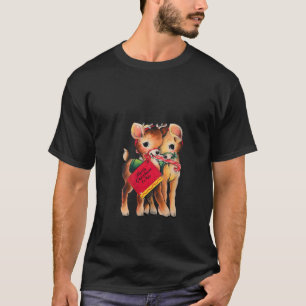 T-shirt Femme Vintage Christmas Reindeer Snugglé Vieux Fas