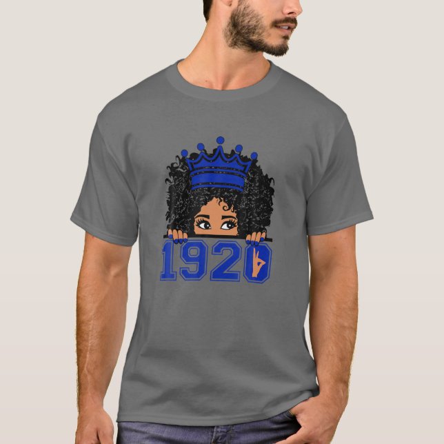 T-shirt Femme Zeta-1920 Afro Hair Crown Phi-Beta Hand Sign (Devant)