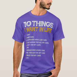 T-shirt Femmes 10 choses que je veux dans ma vie voitures 