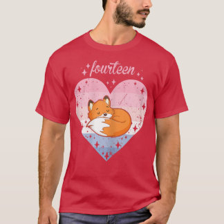 T-shirt FEMMES 14 ans Mignonne Fox Anniversaire Fille 14e