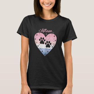 T-shirt Femmes 15 ans mignonne chien paw Anniversaire fill