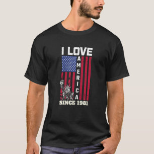 T-shirt Femmes 41e anniversaire I Love America depuis 1981