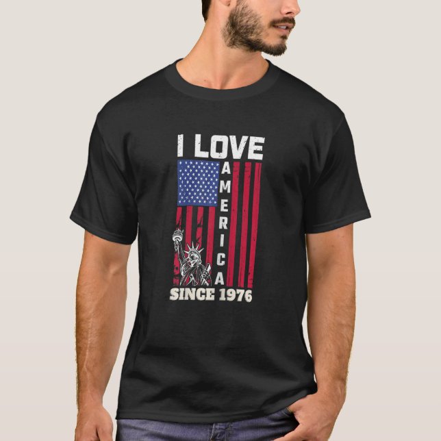 T-shirt Femmes 46e anniversaire I Love America depuis 1976 (Devant)
