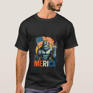 T-shirt Femmes 4 juillet Bigfoot Merica Rock American Fl
