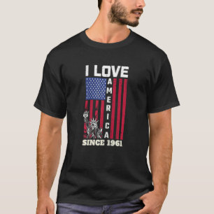 T-shirt Femmes 61e anniversaire I Love America depuis 1961