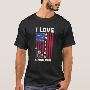 T-shirt Femmes 64e anniversaire I Love America depuis 1958