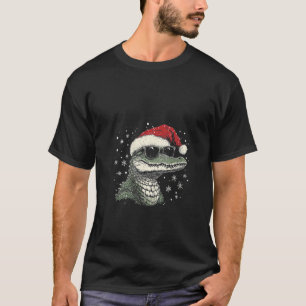 T-shirt FEMMES Alligator Gator Crocodile Santa Hat Funny C