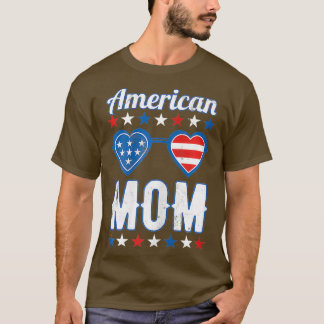 T-shirt Femmes Américaine Maman Juillet 4 American Mothers