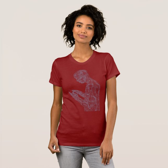 T-shirt Femmes américaines de prière (canneberge avec le (Devant entier)