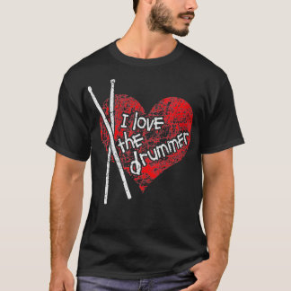 T-shirt Femmes Amoureux du batteur, coeur rouge et dru