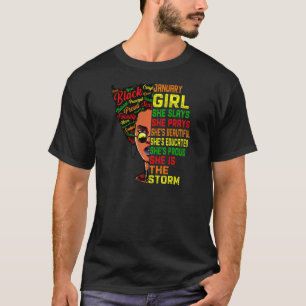 T-shirt Femmes Anniversaire Filles Noires Femmes Janvier F