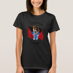 T-shirt Femmes Antiguan Aquarius Queen Afro African Zodiac