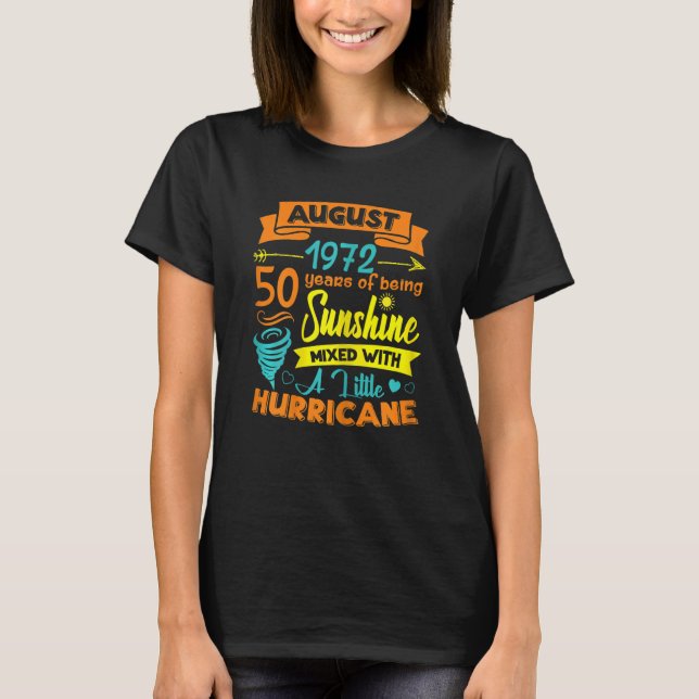 T-shirt Femmes Août 1972 50 Ans Soleil Mélange Avec (Devant)
