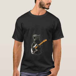 T-shirt Femmes Art Rétro Drôle Chat Joue Rock Musique