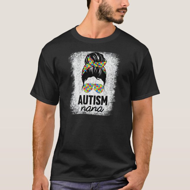 T-shirt Femmes Autisme Nana Messy Bun Sensibilisation sur  (Devant)